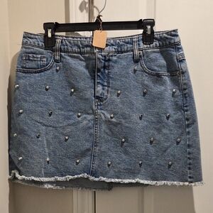 Wild Fable Blue Denim Mini Skirt with Studs